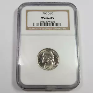 1990 D NGC MS66 6FS FULL STEPS - Jefferson Nickel - US 5c Coin #47810A - Picture 1 of 2