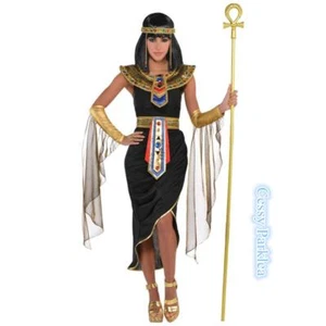 WP3-1 Ladies Cleopatra Egyptian Goddess Fancy Dress Halloween Costume & Headband - Picture 1 of 1