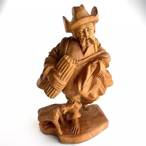 Vtg Hand-Carved Wooden Barefooted Traveling Hobo Man Folk Art Statue Figurine - Picture 1 of 9