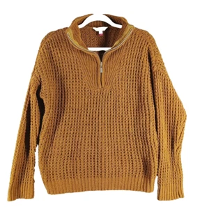 NO BOUNDARIES Junior Women Sweater Size XL(15-17) Brown Knit Pullover Henley - Picture 1 of 10