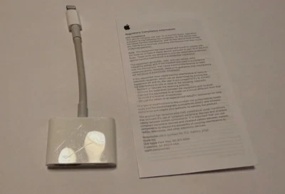 Apple Lightning Digital AV Adapter MD826AM/A - A1438 OEM Functional Tested. Used - Image 1 of 4