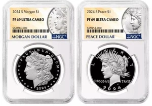 2024 S Proof Morgan & Peace Proof Silver Dollar 2 Coin Set NGC PF69  - Picture 1 of 1