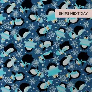 Tela de franela de pingüinos de invierno / 100 % algodón / tela de invierno / se vende por yarda - Imagen 1 de 3