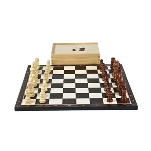 Walnut Design Chess Set 14 Inch With Storage Box - Picture 1 of 4