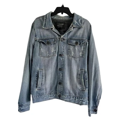 Chaqueta de jean 21 HOMBRE LA azul denim desgastado 100 % algodón con botones - GRANDE Foto 1 de 4