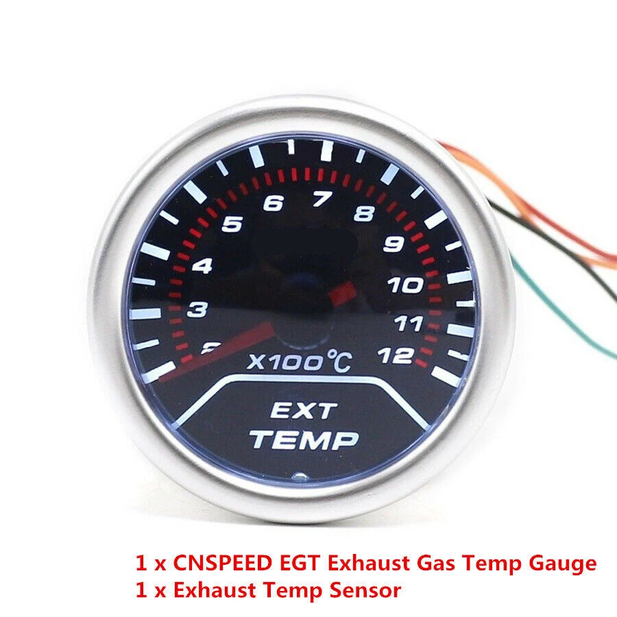 Medidor de temperatura de gases de escape de 2"52 mm lente de humo sensor puntero medidor LED EGT para automóvil Foto 1 de 4