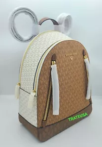 NWT Michael Kors Brooklyn Medium Logo Backpack Pale Peanut Lugage $298 CLEARANCE - Picture 1 of 16