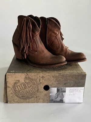 Sz 7 LIBERTY BLACK BOOTS Vegas Faggio Shorty Fringe Acabado Bootie Womens R$280 - Image 1 of 4