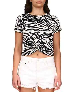 SANCTUARY Women's Slow Tide Printed Twist T-Shirt Black White Size S MSRP $49 - Picture 1 of 2