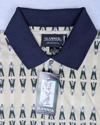 VTG 1996 Slammer Munsingwear Golf Polo All Over Print Shirt Men's Sz XL. *NEW* - Image 1 of 4