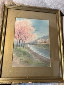 Vintage G Nomura "Spring Landscape Scene" Watercolor Painting - Signed/Framed - Picture 1 of 16