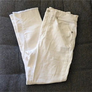Madewell The High Rise Slim Crop Boyjean 27 Tile White Raw Hem Denim Jeans - Bild 1 von 9