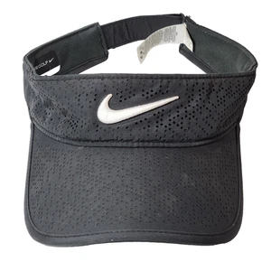 Nike Golf Hat Visor Adj. Strap Back One Size Black Dri-FIT Perforated Running - Picture 1 of 10