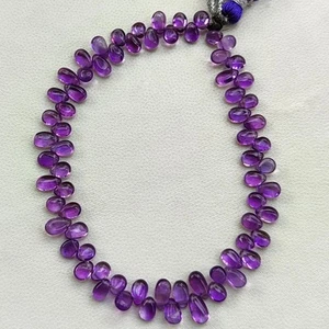 Natural Amethyst Gemstone 7x5 to 8x6 mm Smooth Pear Shape Beads 9.5" Strand - Picture 1 of 9