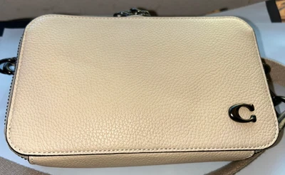 $225. Coach  Pebbled Leather Charter Slim Crossbody Bag Ivory Gunmetal - Image 1 of 4