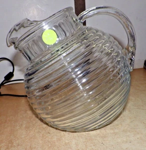 AWESOME VTG INDIANA GLASS SWIRL GLASS ANGLED WATER ICED TEA PITCHER #2 - Picture 1 of 3