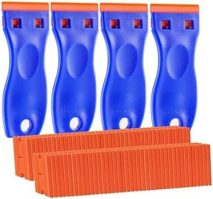 4 Plastic Razor Blade Scraper w120 Plastic Razor Blades Stickers Decals Glass - Picture 1 of 4
