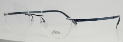 SILHOUETTE 5410 48 6060 5416 Blue Unisex Round Rimless Eyeglasses 49-19-150 B:43 - Image 1 of 4