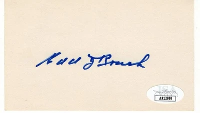 Edd Roush Signed Autographed Index Card Reds HOF Legend JSA AR12999 - Image 1 of 2