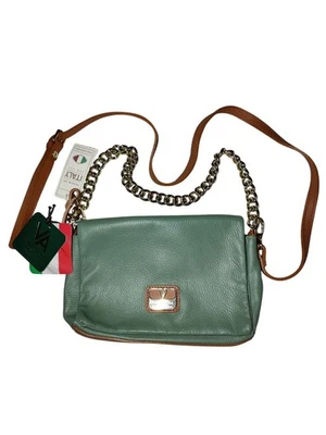 Valentina Guijarro Cuero Genuino Verde Marrón Mediano Bolso de Mano/Cartera de Hombro Nuevo con Etiquetas Foto 1 de 4