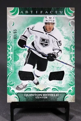2024-25 Artifacts Hockey Quinton Byfield Base Materials Emerald 03 / 65 - Image 1 of 2