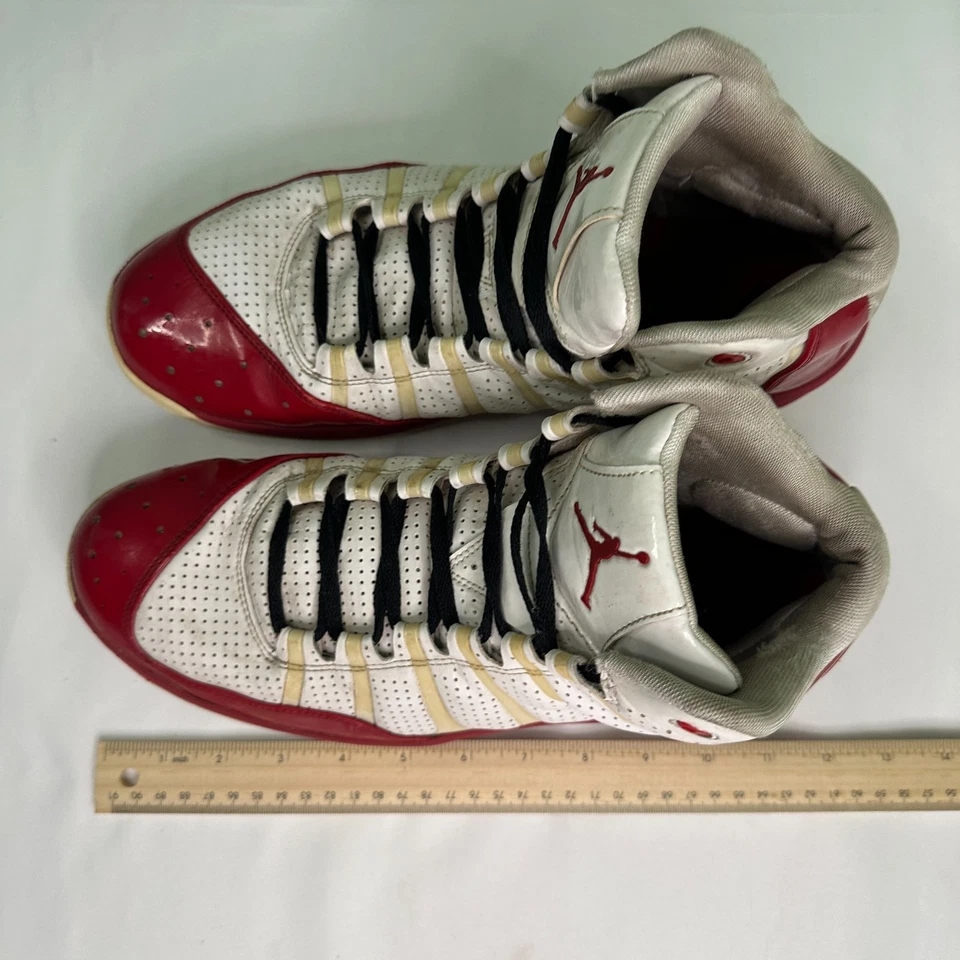 Zapatos de baloncesto Nike Jordan Melo M8 blanco rojo 2011 talla 12 469786-101 Foto 1 de 4