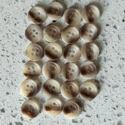 23 Small Brown & Cream Striped Round Matte 4-Hole Buttons for Sewing Crafting - Image 1 of 4