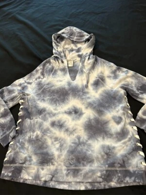 Sudadera con Capucha American Rag Cie Talla M Azul Tie Dye Pullover Cuerda Lados Usada en Excelente Condición Foto 1 de 4