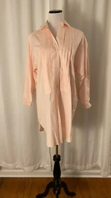 Women's Calvin Klein Pink Pin Tuck Tux Shirt Dress Tunic Size Small Button Front - Image 1 of 4