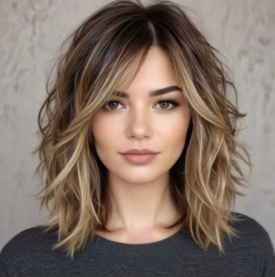 Short Bob Layered Cut Balayage Ash Blonde Lace Front Human Hair Wigs for Women - Image 1 of 4