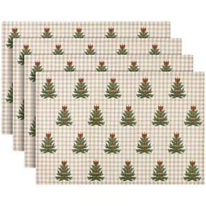 NatNarr Christmas Trees Placemats Set of 4 12x18 Inch Christmas Table Mats Wi... - Picture 1 of 7