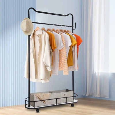 Perchero, Perchero Móvil, Perchero con Cesta de Almacenamiento Foto 1 de 4