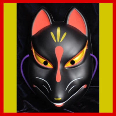 Komendo Full Face Fox Mask Kitsune Black fox PVC JAPAN - Image 1 of 4