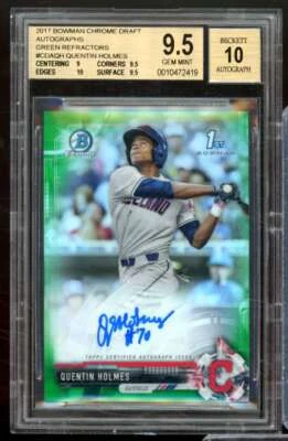Quentin Holmes RC 2017 Bowman Chrome Draft Auto Green Refractors #CDAQH BGS 9.5 - Image 1 of 2