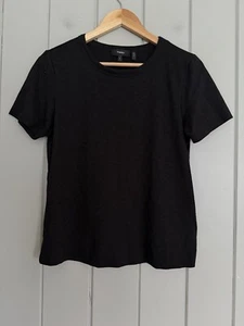 Theory Top L Black Tilma Atmos Short Sleeve T-Shirt Slub Cotton Crew Neck Solid - Picture 1 of 6