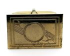 Antique Deco Yellow GT Single Rectangle  Engraved Cufflink Cuff Link #F396