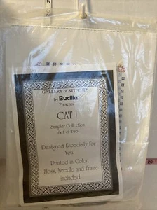 Bucilla Gallery of Stitches Cat! Sampler Collection Set 2 Frame Floss Included - Picture 1 of 8