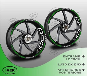 Adesivi cerchi moto per kawasaki z1000 z 1000 verdi bianchi ruote - Imagen 1 de 3