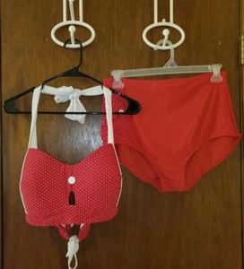 Bikini único vintage para nadar Loretta 2xl pin up rojo lunares para niña parte superior parte inferior alta - Imagen 1 de 11