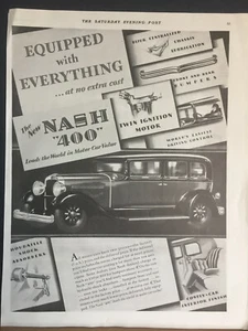 1929 Nash 400 ausgestattet mit allem Auto Werbung  - Bild 1 von 3