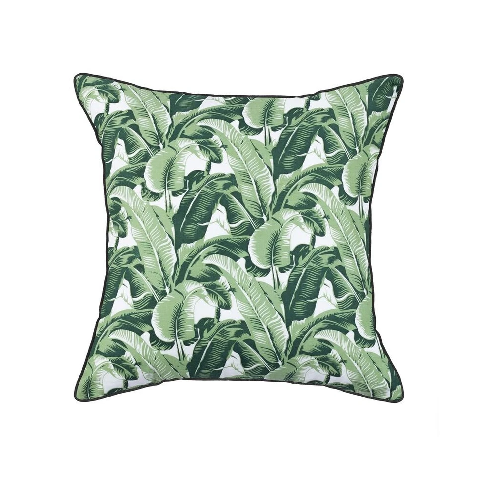 Tropical Style Hand Printed Green Linen Cushion Cover - 45cm x 45cm Beach, Boho, - Image 1 of 1