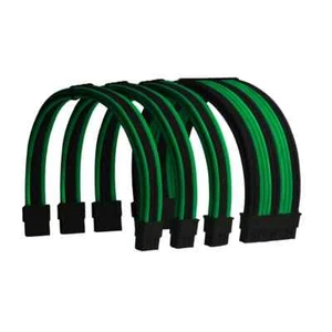 Green and Black PSU Cable Extension Sleeved PC Power Supply PCIE CPU Kit - Picture 1 of 1