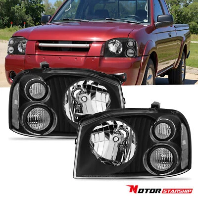 Conjunto de faros de carcasa negra para Nissan Frontier Halogen 2001 2002 2003 2004 Foto 1 de 4