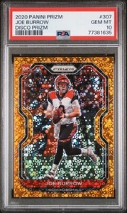 Joe Burrow 2020 Panini Prizm Orange Disco Rookie Card #307 PSA 10 GEM MINT 🔥