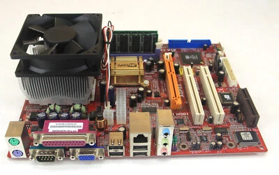 PC Chips M863G V5.1A Motherboard with Sempron 2400+, 384MB DDR SDRAM - Image 1 of 4