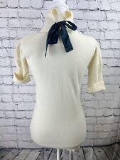 Banana Republic Sweater Womens Small Cashmere Short Sleeve Bow Neck Coquette