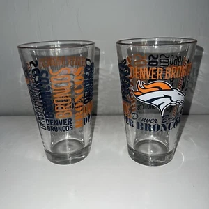 Denver Broncos Boelter NFL Spirit Beer Drink Glass 12oz Set Of 2 - Picture 1 of 7