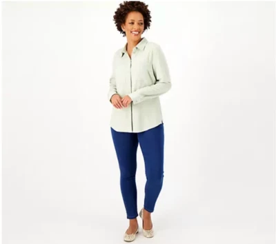 Denim & Co. Regular L Med Indigo Silky Comfy Knit Jegging A548774 - Image 1 of 4