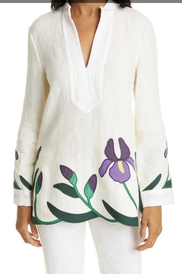 Tory Burch $595 Iris Embroidered Tunic Size 6 💗💗 CHIC - Image 1 of 3