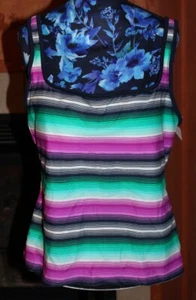 14 NWT Women's Eco Swim by Aqua Green Stripe Scoop Tankini Top - Picture 1 of 8